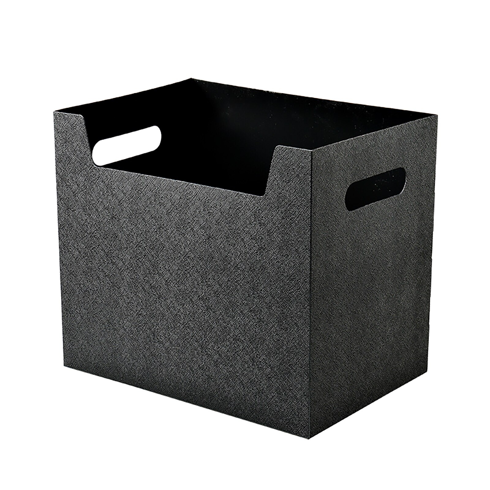 Desktop Collapsible Storage Box Plastic Portable Folding Large Capacity Office Organizer Container Side Handle Documents File: black