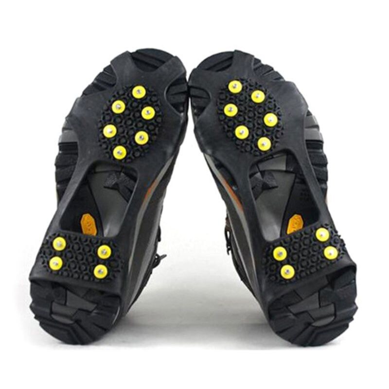 10 Tooth Mountain Climbing Crampons Non-Slip Shoe Covers Man Women Mountaineering Ice Snow Gripper Overshoes Spike Grips Cleats: L