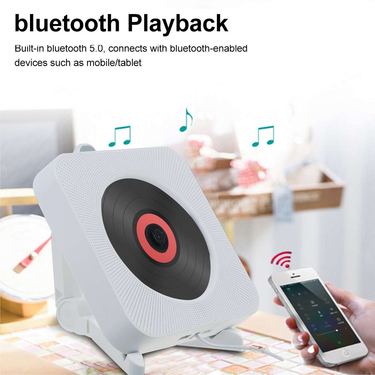 6 In 1 multifunctional Wall Mounted CD MP3 Player With Bluetooth Remote Control HiFi Music Built-in Speaker Discman Lecteur CD