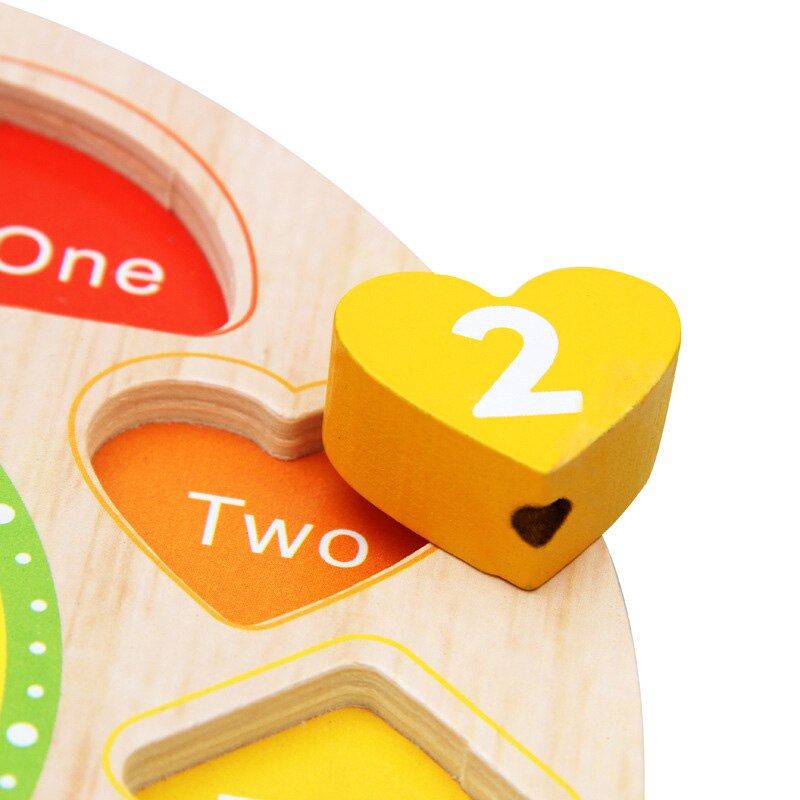 Wooden Cartoon Clock Colorful 12 Numbers Puzzles Clock Toy Digital Geometry Cognitive Matching Clock Toy Baby Early Educational