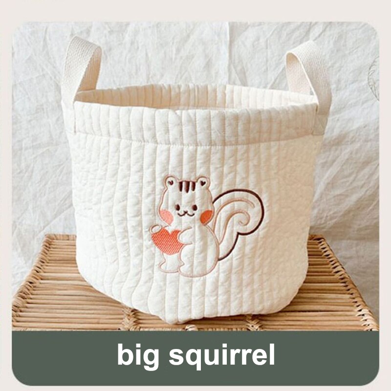 Sacs à couches brodés ours fleur pour bébé garçon fille -né sac à couches organisateur pour maman vêtements jouets sac de rangement panier: big squirrel