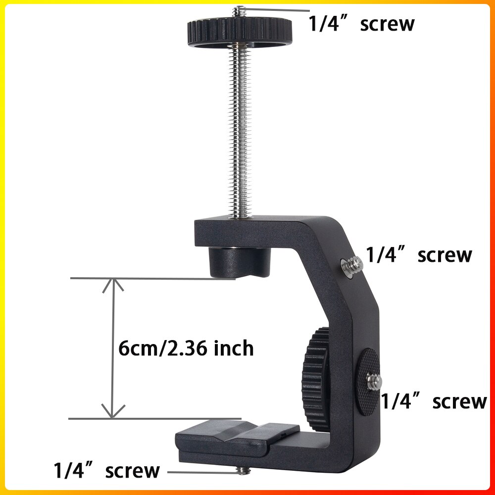 Abrazadera Universal para mesa de escritorio, montaje con trípode de 1/4 pulgadas, punta de rosca, extensión de tubo, poste para videocámara de cámara DSLR GoPro Phone