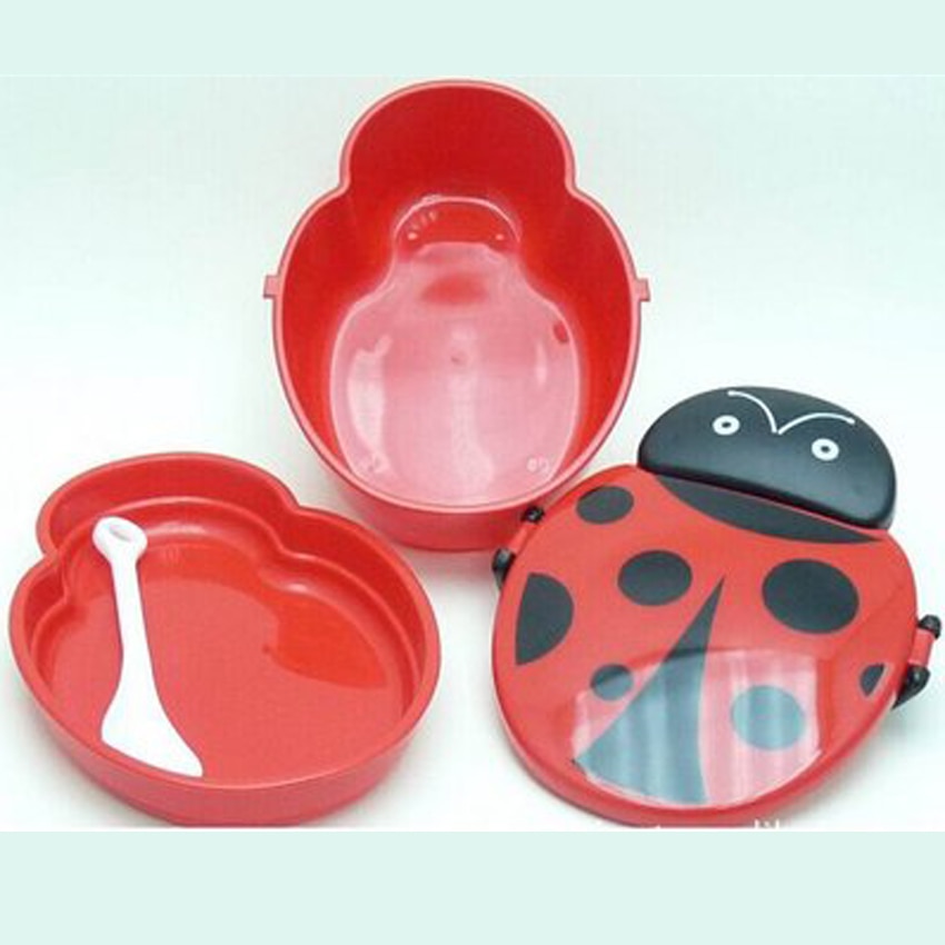 Cartoon lieveheersbeestje voedselcontainer lunchboxen kinderen fruit snack bento magnetron lunchbox 2c