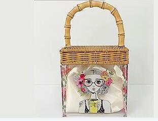 Clear Acrylic Flower Pattern Purses and Handbags for Women Bamboo Handle Party Clutch Evening Bag Chain Shoulder Bag