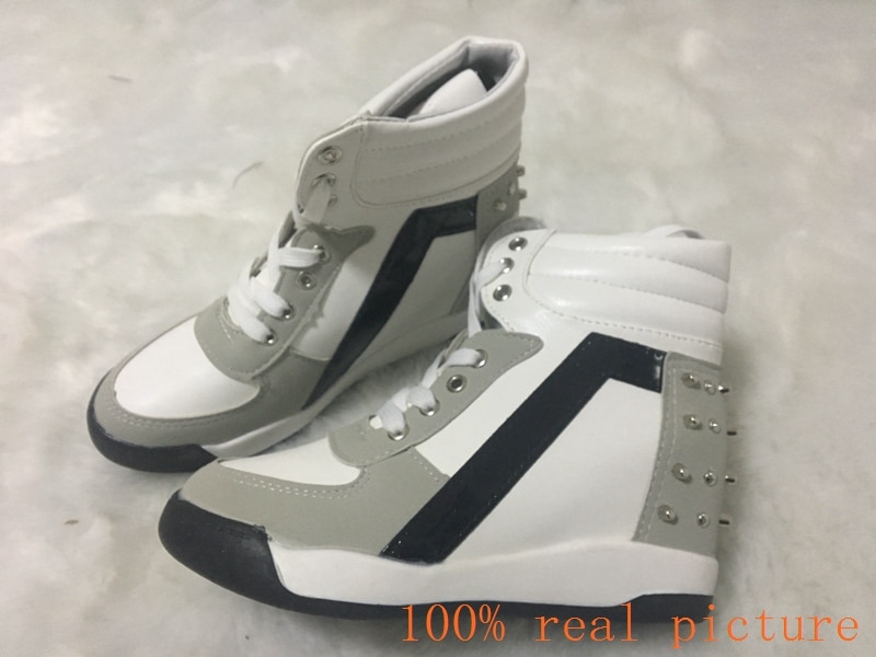 Asileto dam högklackat skor dam sneakers komfortnit dold kilklack hög topp  t349
