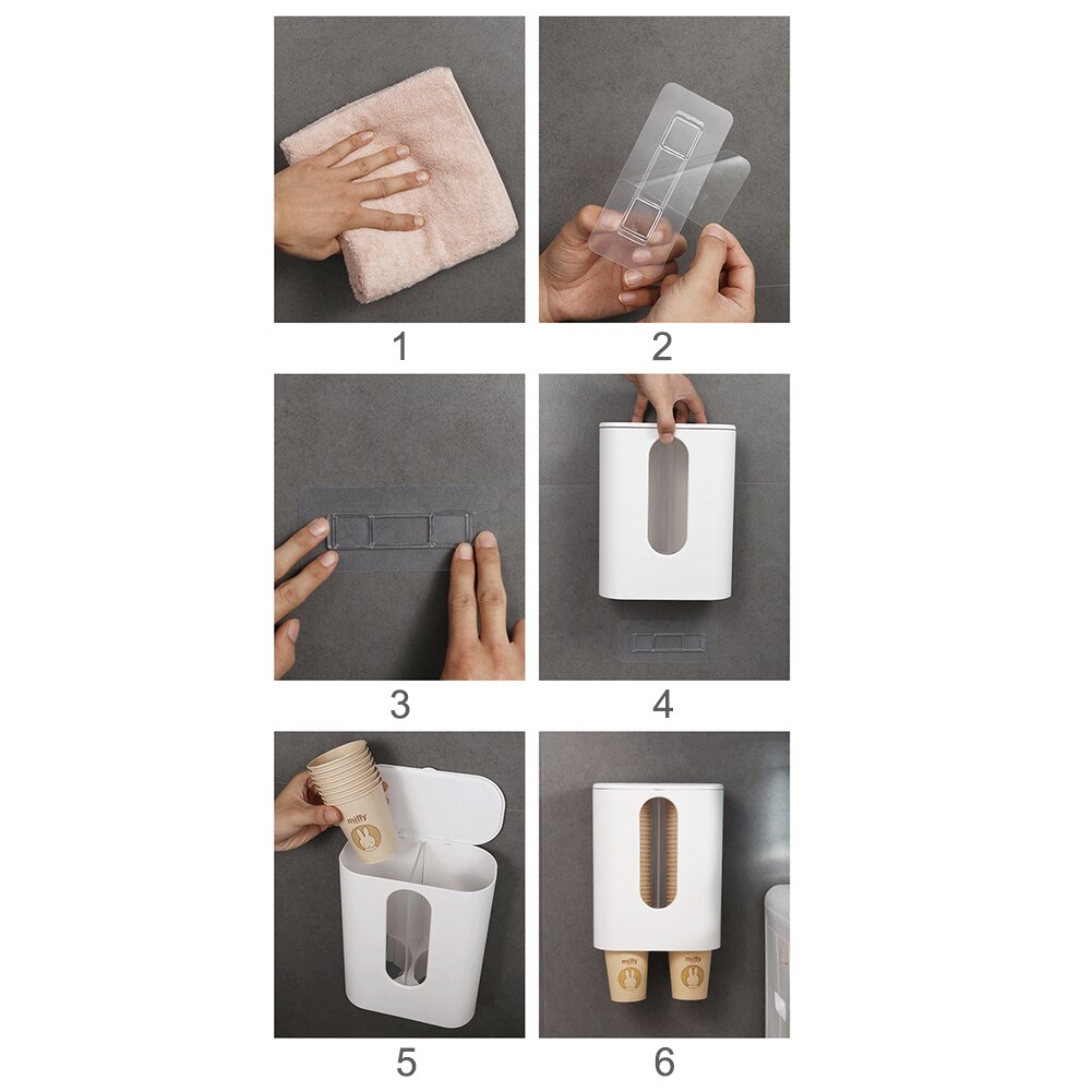 Paper Cup Storage Stand Water Cup Coffee Cup Dispenser Container Self-Adhesive Disposable Cup Pull Type Dispenser For Home Hotel