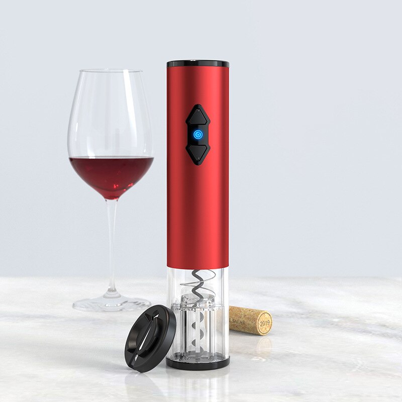 Vin proptrækker vin automatisk folieskærer vin proptrækker klassisk rustfrit stål automatisk elektrisk bærbar hurtig trådløs: Rød med lys