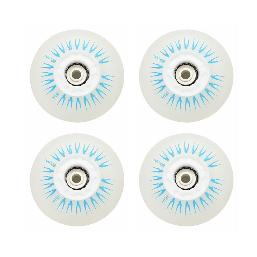 80mm Inline Roller Skate Wheels 4pcs LED Sliding Skating Flashing Wheel Rollers Durable Luminous Rollerblade Replacement: bue