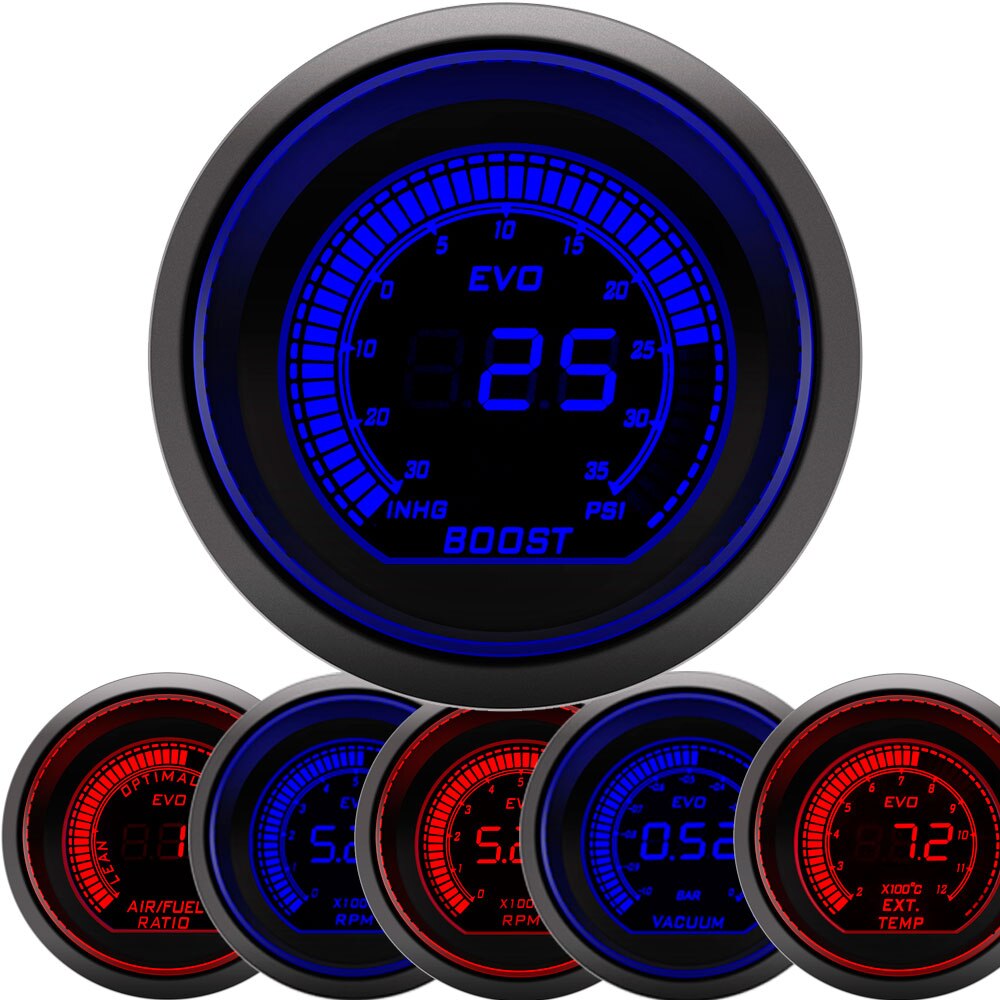Medidor de Turbo Digital para coche, medidor de presión de aceite, temperatura del agua, PSI, voltímetro, tacómetro, rpm, tacometro, 2 &quot;, 52mm