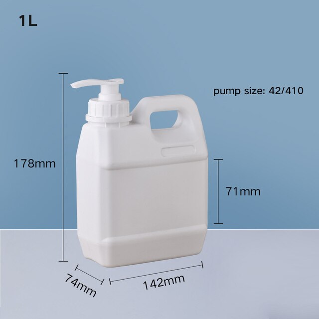 1000ML Plastic Jerry Can Square Storage Container HDPE liquid Refillable bottle Alcohol Disinfectant Container 1Pcs: White pump