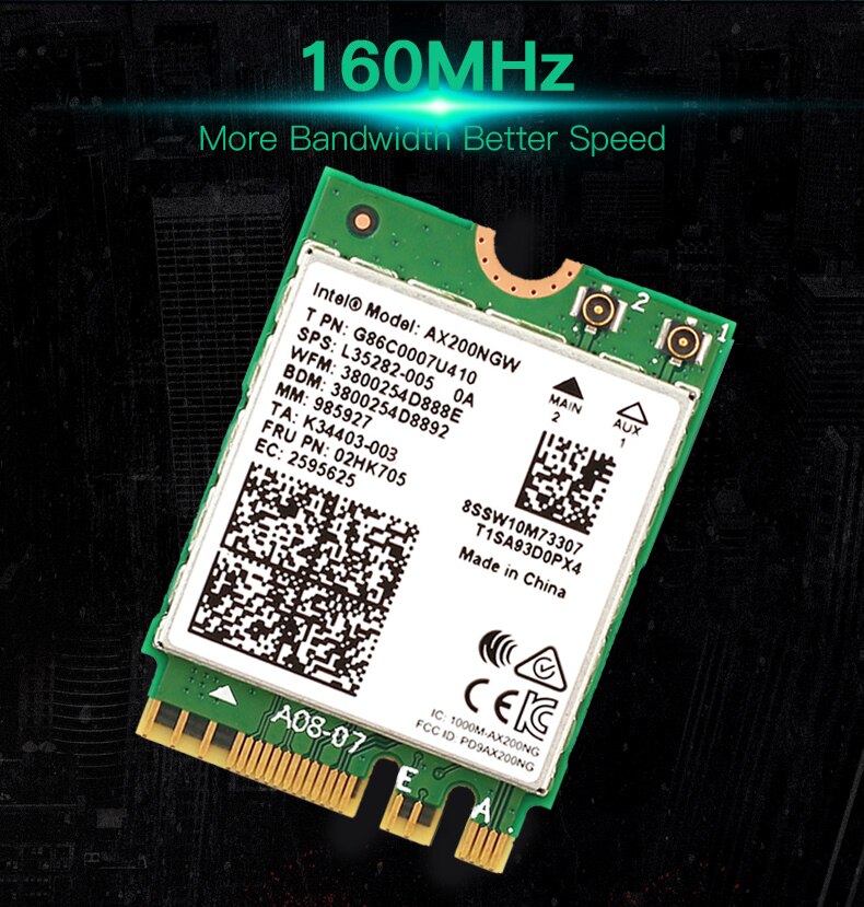 Wireless network card AX210 tri band 5374M Bluetooth5.2 supports 6G AX200 AC9260 8265 8260 7265 7260 3168 3165 3160 WI-FI card