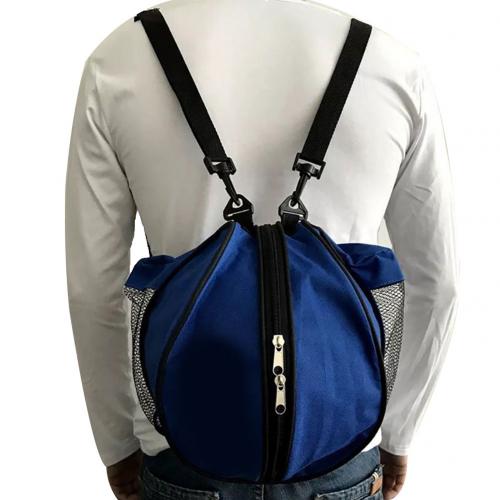 Bolsa de hombro de bola deportiva portátil, mochila de almacenamiento para baloncesto, fútbol, voleibol, bolso de mano, correa de hombro de forma redonda: Blue Backpack