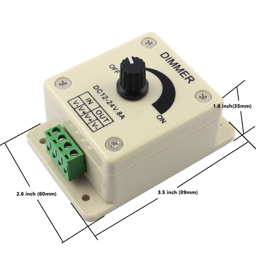 LED Dimmer 12V 24V 8A Knob LED Dimmer Rotary Dimming Wall Switch ON OFF for Single Color LED Strip Light