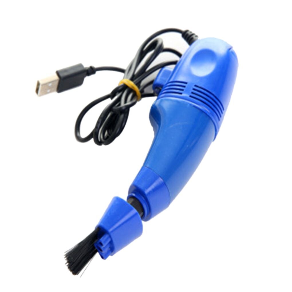 1PC Mini Vacuum USB Keyboard Cleaner PC Laptop Brush Dust Cleaning Tool Multiple Brushhead 4 Color: Blue
