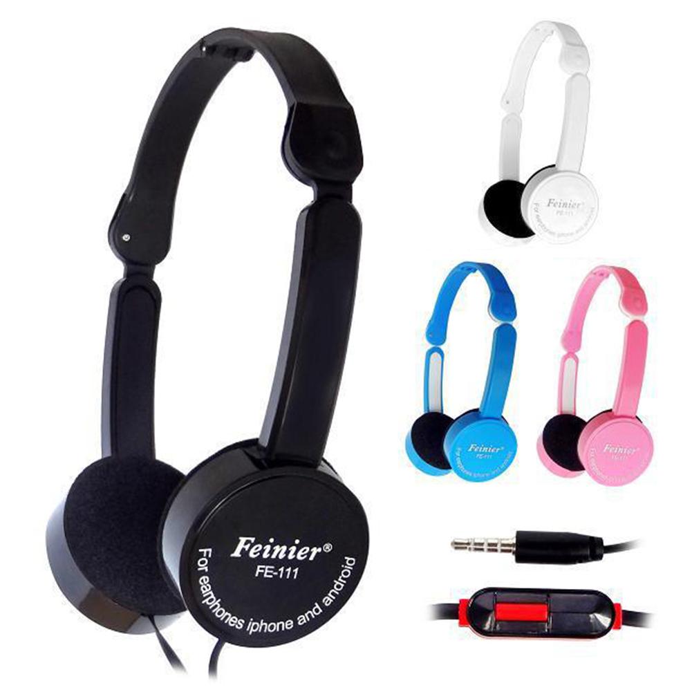 Intrekbare opvouwbare over-ear hoofdtelefoon met microfoon stereobas voor kinderen