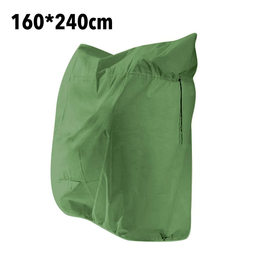 Kraftig vinterbeskyttelse plantebetræk vinterbetræk anti-frost lynlås og snøre kuldebeskyttelse non-woven plante frostvæskepose: 160 x 240cm / Mørkegrøn