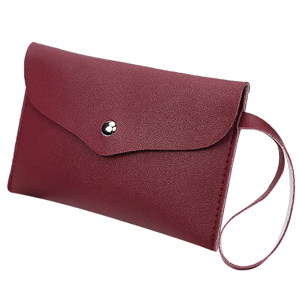 Mini kuvert hasp puse tynd kvinder pung med snor kortholder kort lille firkantet clutch taske mini pung telefon tasker lang