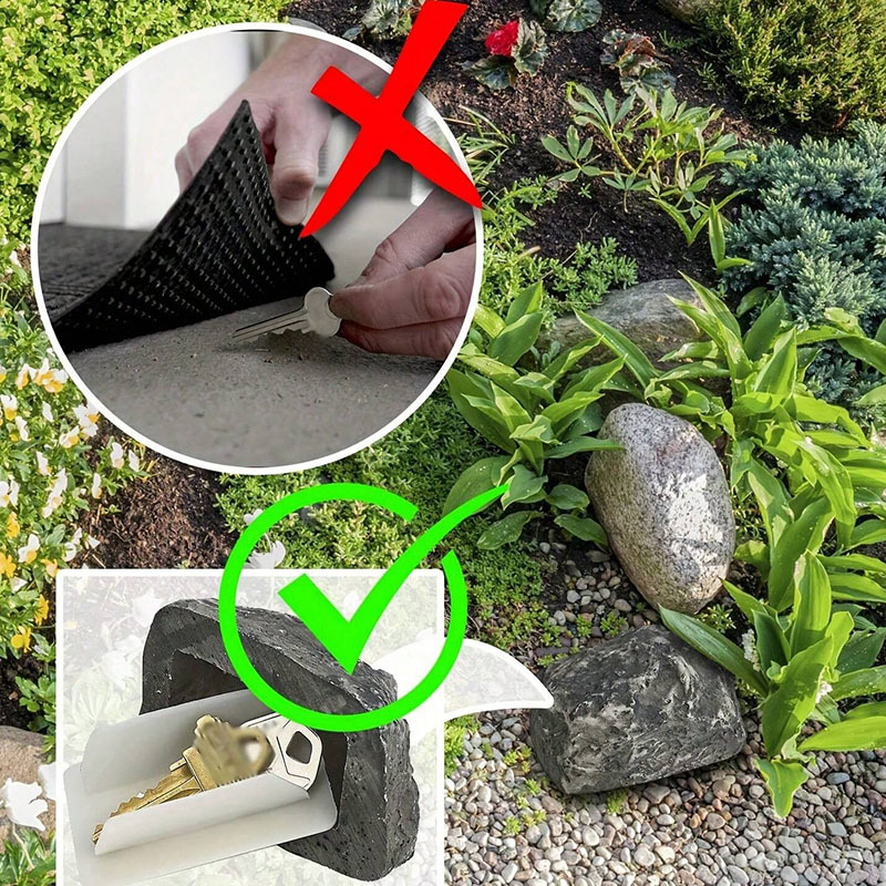 Cache-clés pour porte de cour extérieure, boîte à clés cachée, décorations en pierre, petite taille