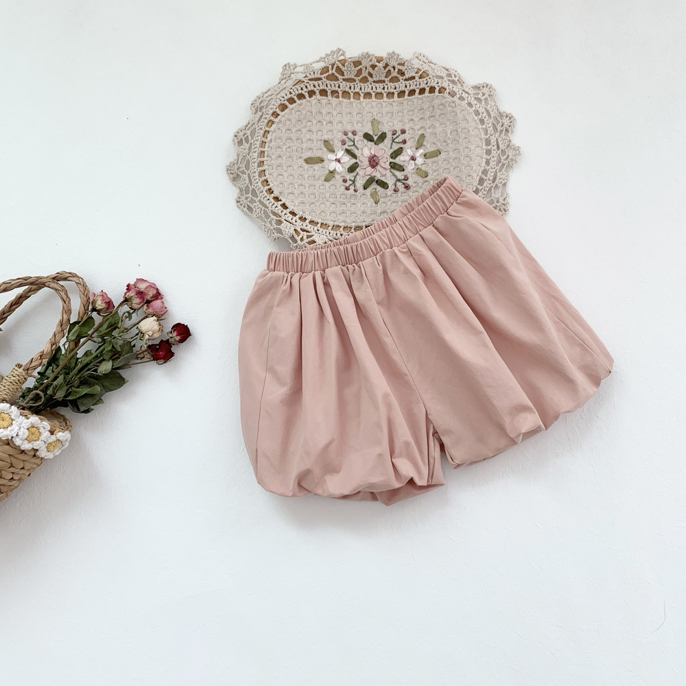 Pantaloncini per bambini lunghezza caviglia vita elastica moda allentata moderna nuova moda confortevole morbido semplice estate bambini ragazze: Colore rosa / 6T