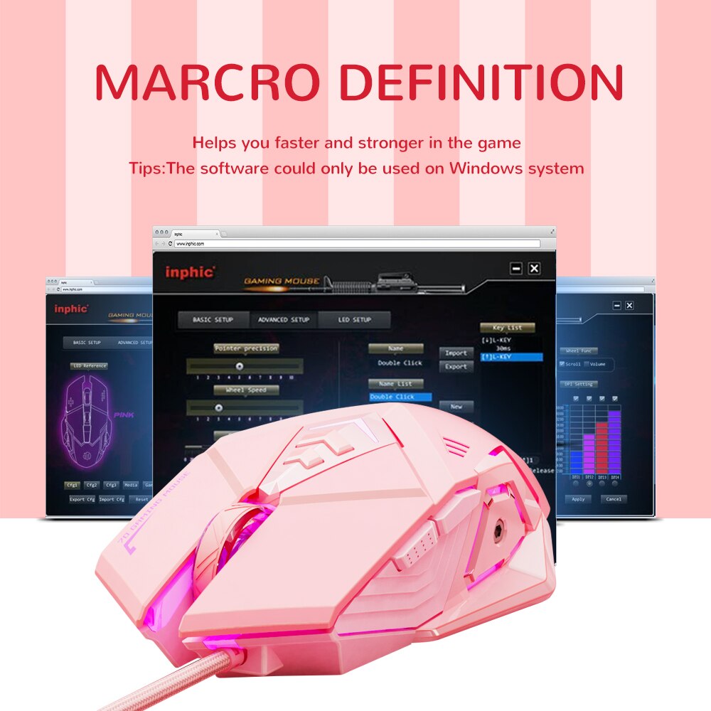 Wired USB Gaming Mouse Pink Mute RGB Gamer 7 Buttons Mice Optical Office Computer Mouse For Desktop Laptop Ergonomic Game Mouse