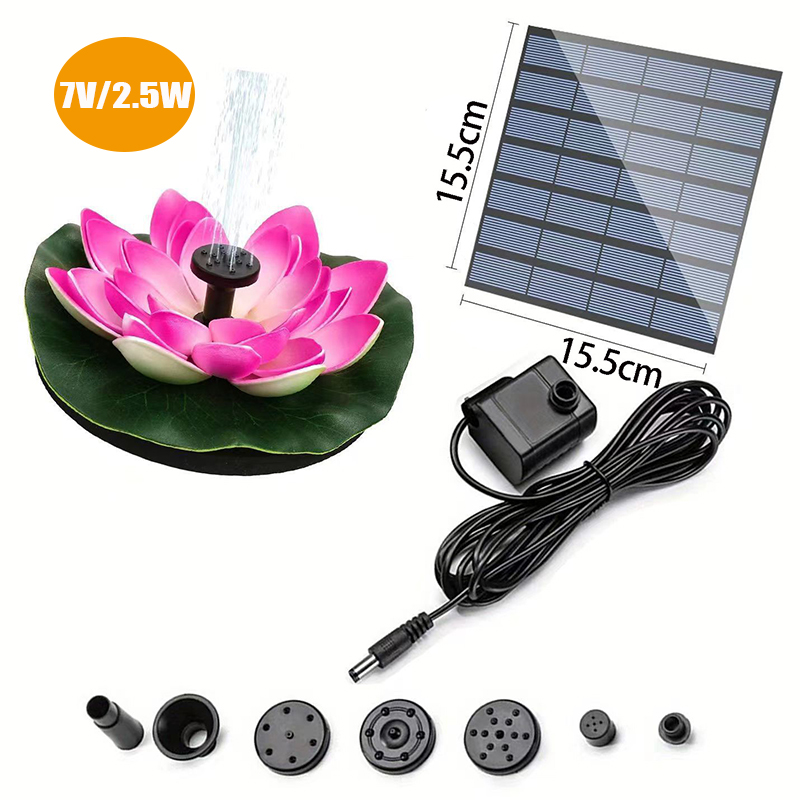 Fontanna solarna z pompą, pływająca fontanna z liliami wodnymi, do kąpieli ptaków w ogrodzie, na patio, do basenu zewnętrznego, do kąpieli kolibrów i dekoracji stawu rybnego: Inny