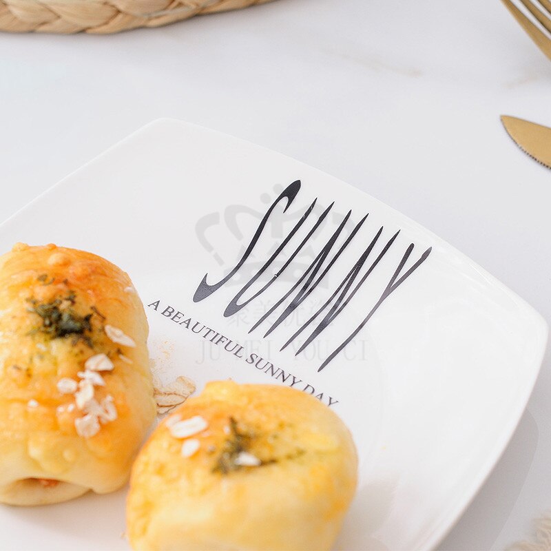 Talerze piatti ceramica assiette tallerken simpel pasta bogstav fad par disk tallerken firkantet dessert tallerken