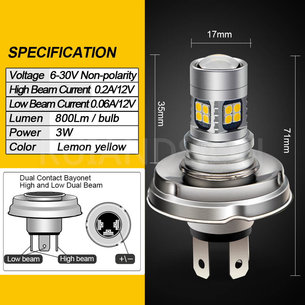 Ruiandsion  p26s p45t led-lampa scooteradapter motorcykel led-strålkastarlampa racerlampa 6v 12v 24v 30v vit varmvit gul