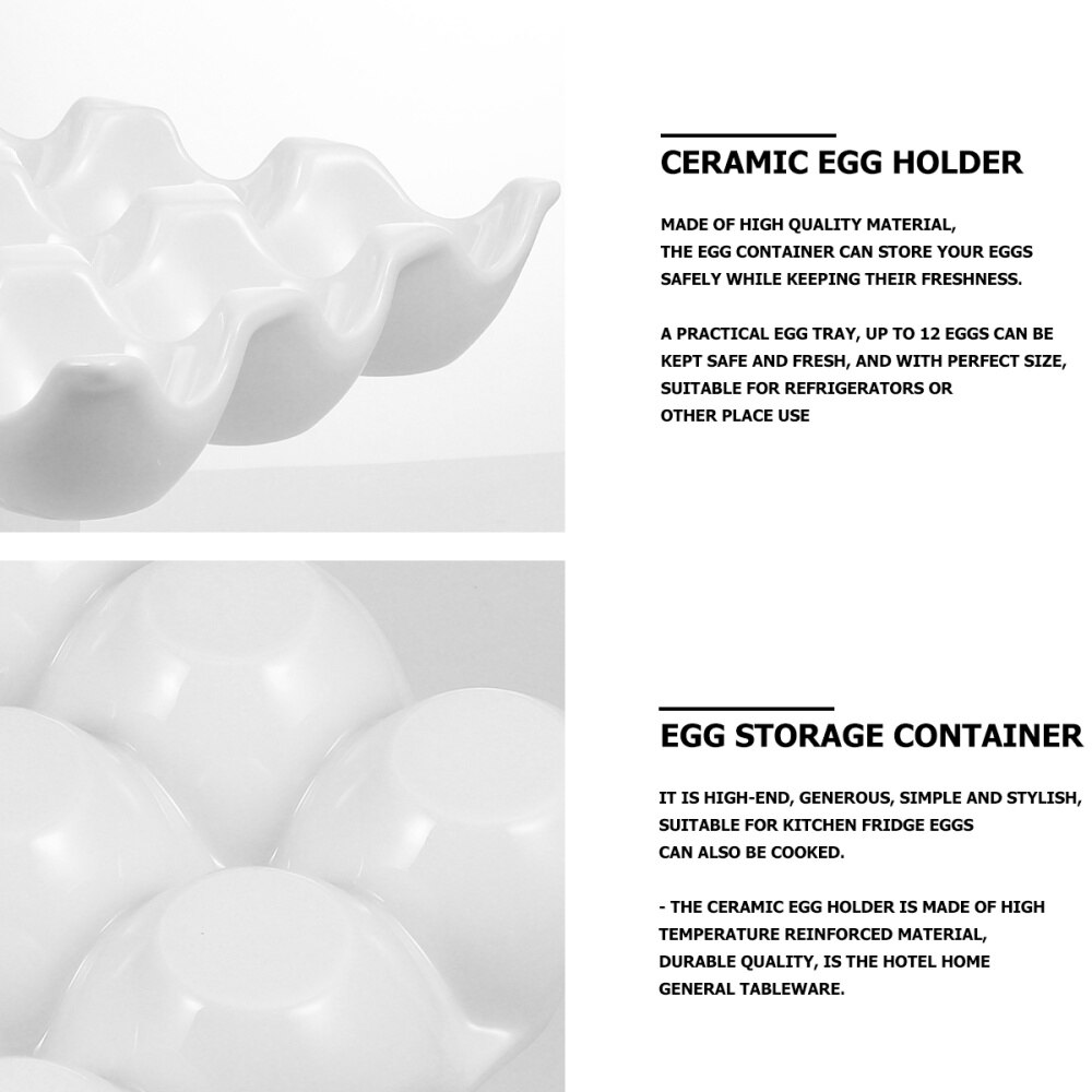 1pc 12 Grids Egg Holder Ceramic Egg Tray Egg Storage Container Egg Organizing Case