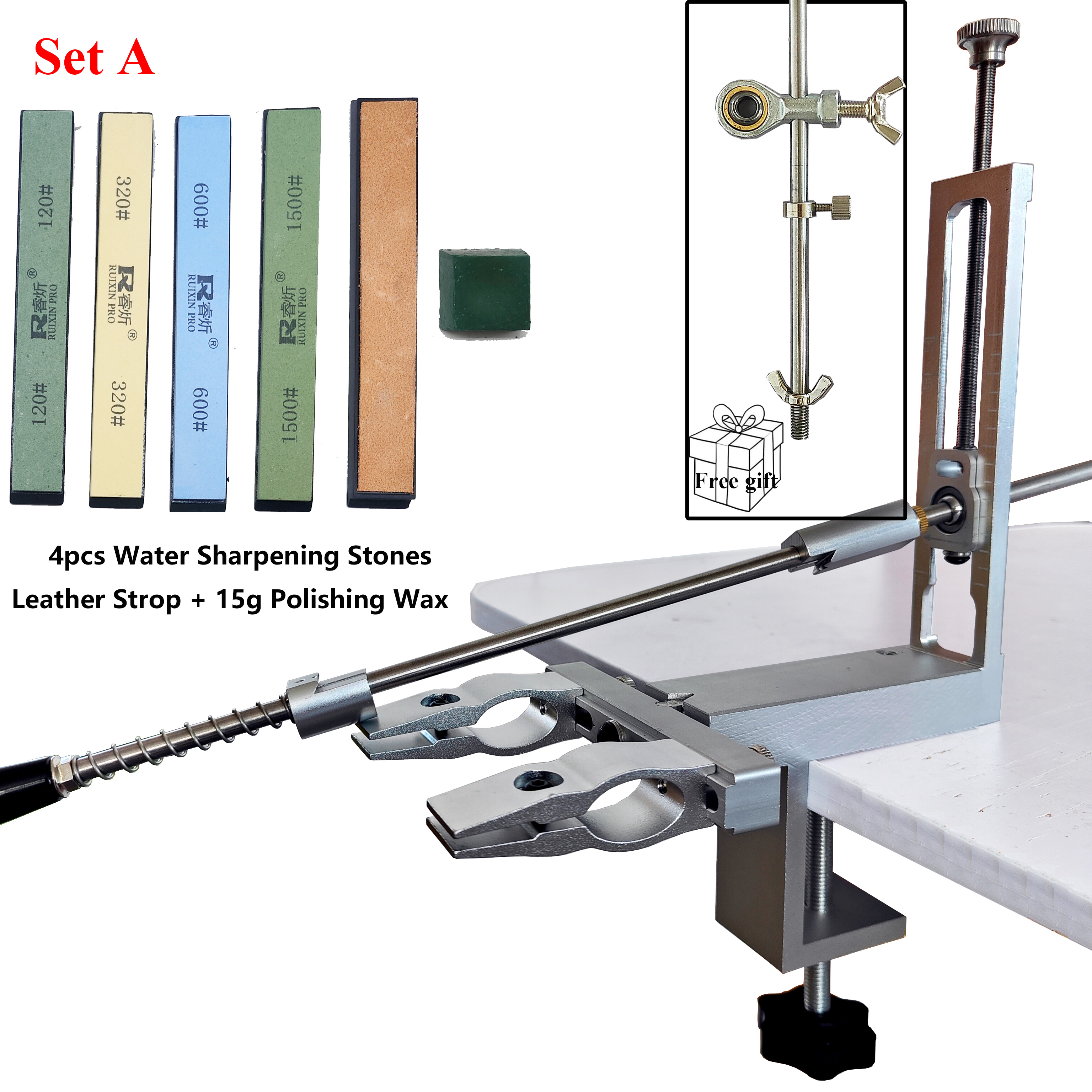 S09 Fixed Angle Apex Knife Sharpener Kitchen Knife tools Knife Sharpening System with diamond stones Set: Red