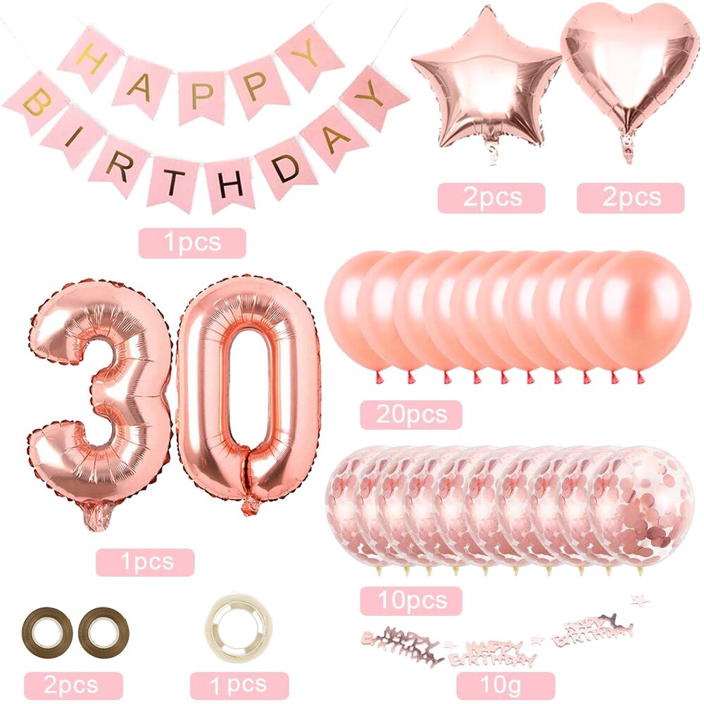 Birthday Balloon Set Number Rose Gold Birthday Decorations Festive Event Party Supplies Ballons Accessories 16th/18th/30th
