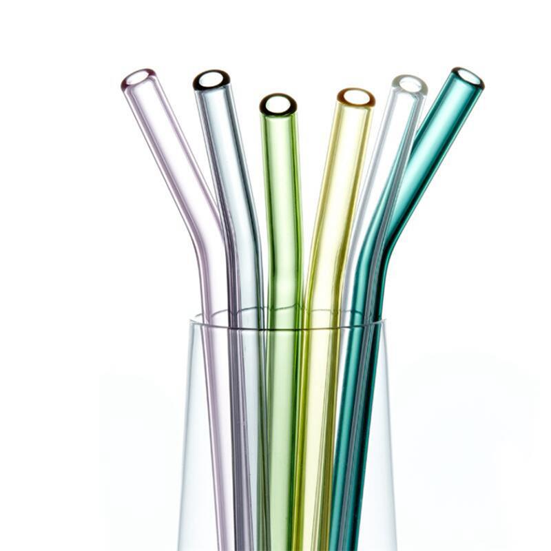 10pcs/Set Glass Straw Reusable Glass Drinking Straws with Brush Eco Friendly Glass Straws for Smoothies Cocktails