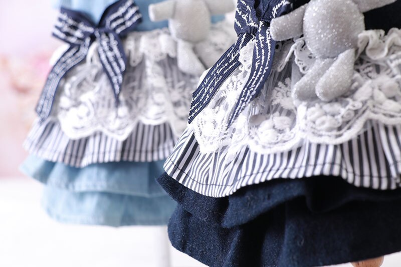 Vestiti per carlino canna Vestito Caldo per L'autunno e L'inverno di colore Blu Vestiti dell'animale Domestico con arco arredamento Cotone di Spessore Carino abiti Ropade Perro