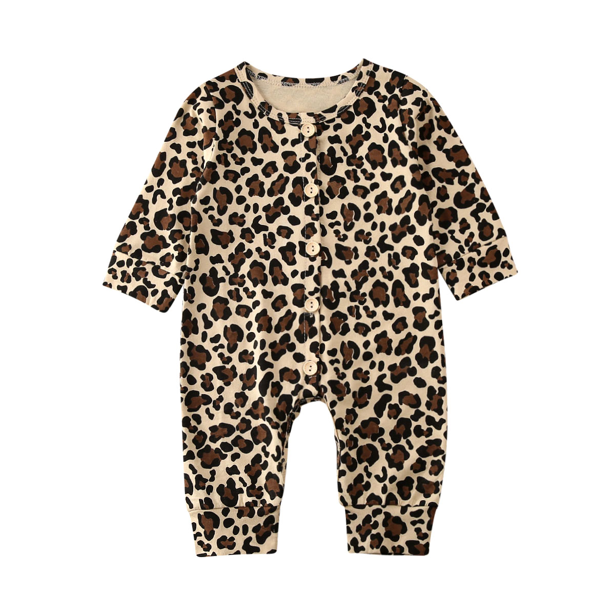 Baby Frühling Herbst Kleidung Neugeborenen Baby Mädchen Rüsche Leoparden Strampler Langarm Gesamt Geschmack Outfits Kleidung: Braun / 24M