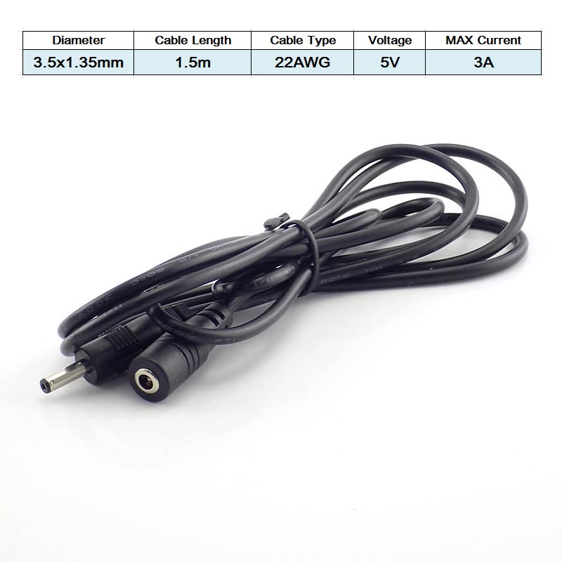DC Vrouw naar Man Verlengsnoer 5V 2A 3.5x1.35mm/12V 5A 5.5x2.1mm Plug Jack Connector Kabel Voeding Adapter Lijn: Blauw