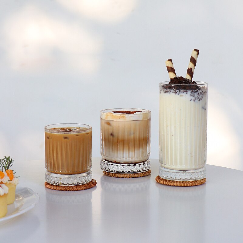 Restaurant Glass Drink Cup Cute Korean Style Ice Coffee Glass Cup Latte Transparent Tazas De Cafe Kitchen Dining Bar EB5BL