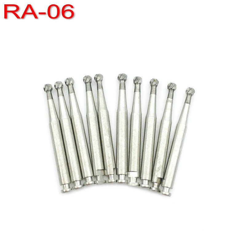 Fresas dentales de carburo de tungsteno de acero, para pestillo de baja velocidad, tipo RA-05, RA-06, RA-07, RA-08, RA-35, RA-558, 10 Uds.: RA-06