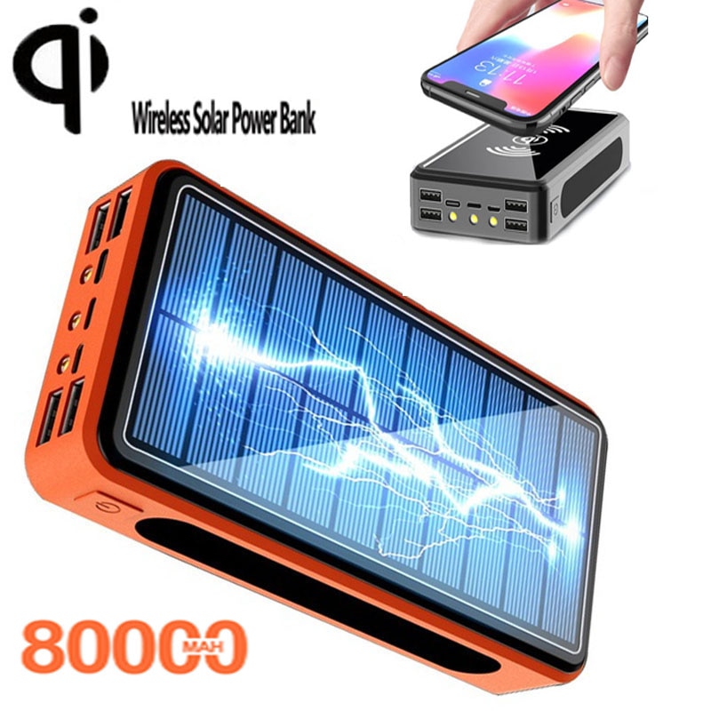 80000 mah stor kapacitet trådløs mobil opladning solar mobile power 4 usb oplader eksternt batteri velegnet til alle smartphones