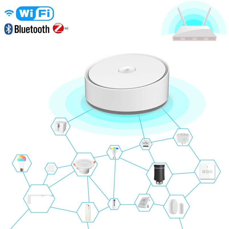 Multimode Smart Home Gateway ZigBee WIFI Bluetooth Mesh Hub Work With Tuya APP Alexa Google Home Intelligent Home Hub