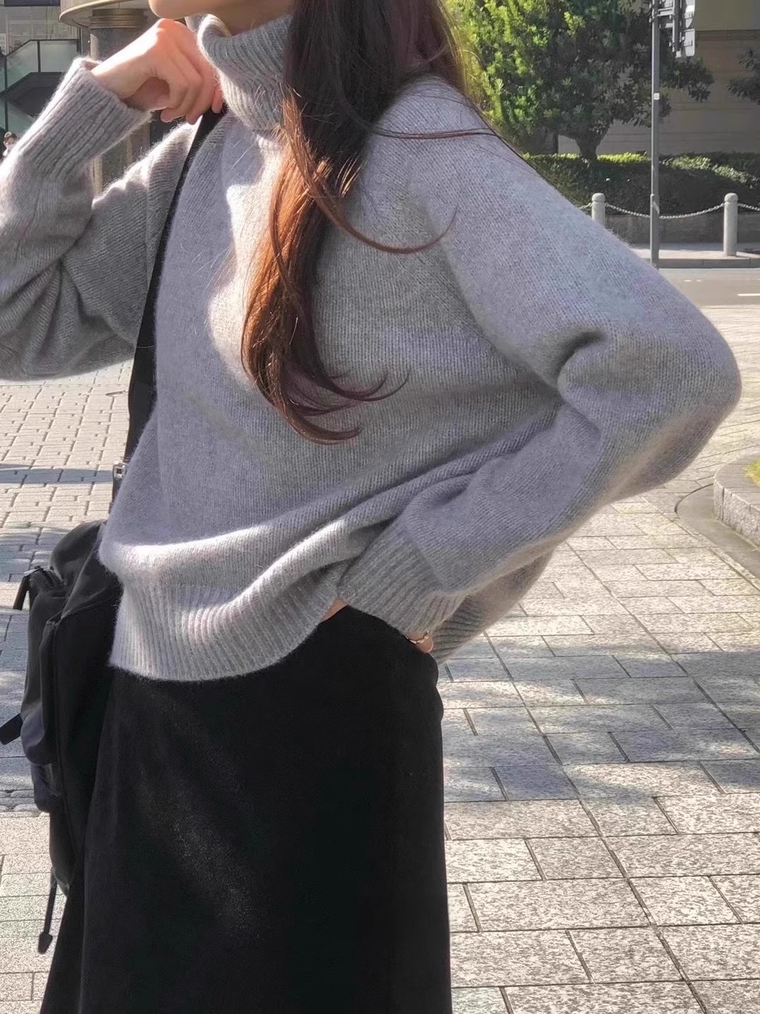 Høst/vinter polokrage 100%  kasjmirgenser dame løs genser pullover strikket tykk ullgenser