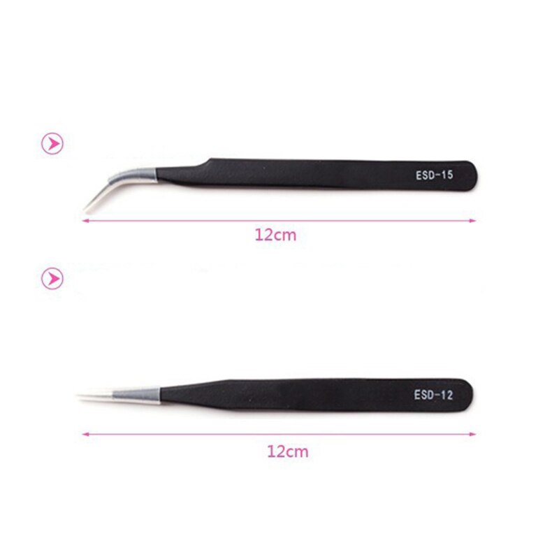 2 Stks/set Wenkbrauw Pincet Rvs Valse Wimper Extension Pincet Pincet Rechte En Gebogen 3D Lash Pincet Gereedschap