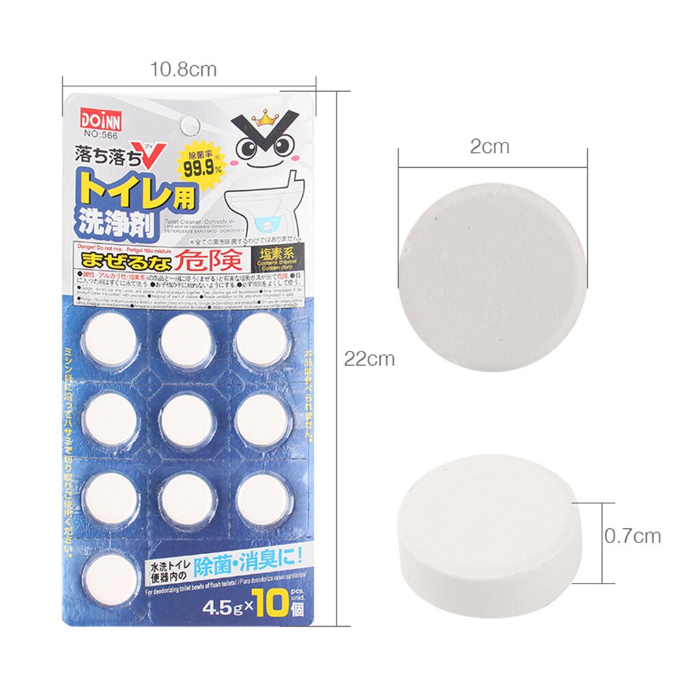 10 pieces of automatic bleach toilet tank cleaner blue pill rinse agent, safe, environmentally-friendly and easy to operate: Default Title