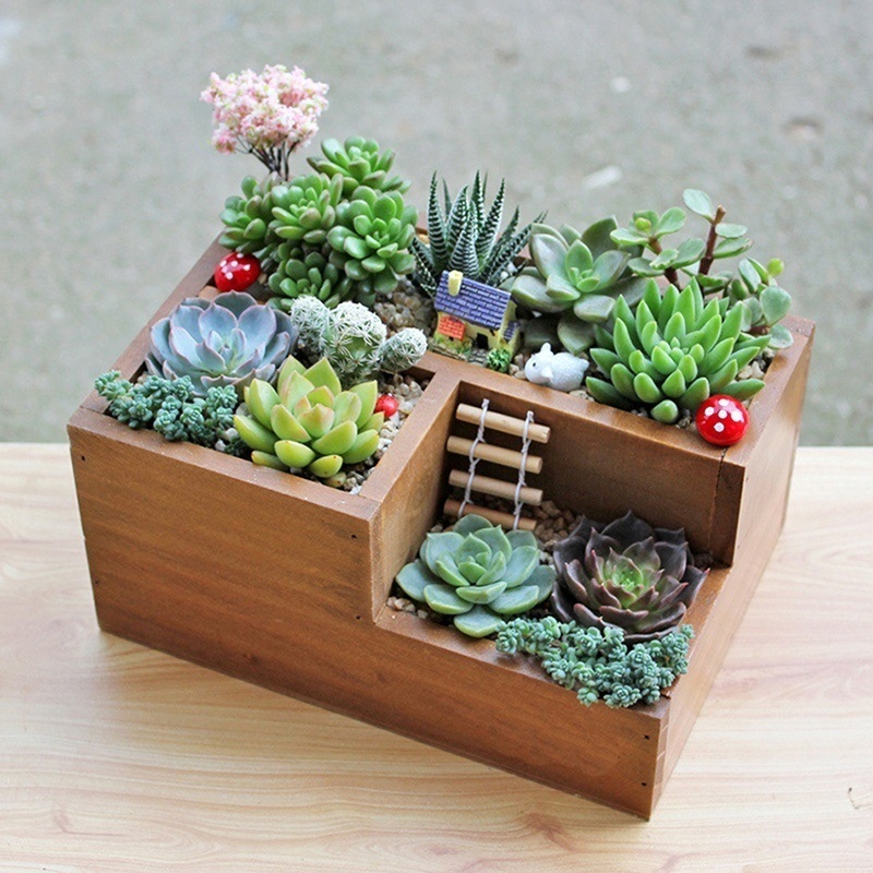 Multi-Function Wooden Garden Herb Planter Window Box Trough Pot Succulent Flower Plant Bed