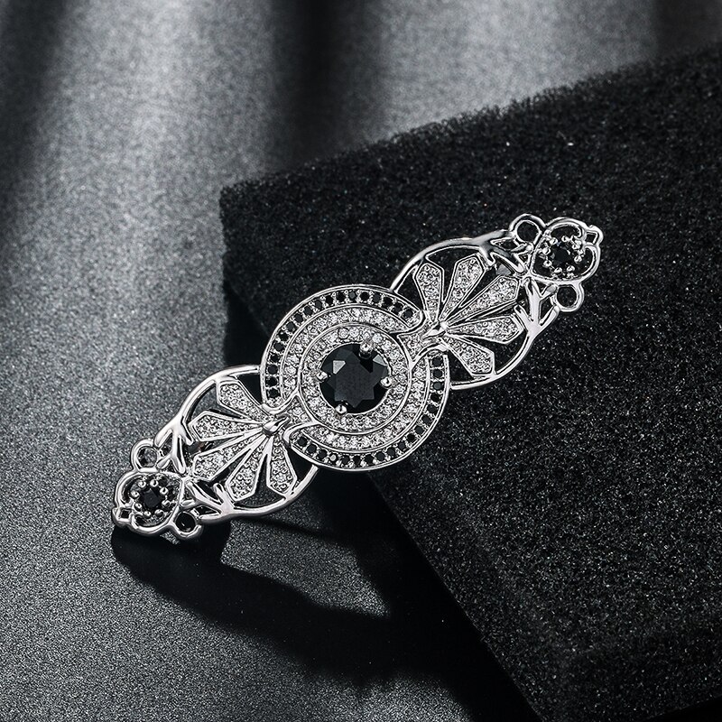 WEIMANJINGDIAN Black and White Zircon Crystal Vintage Style Brooch Pins