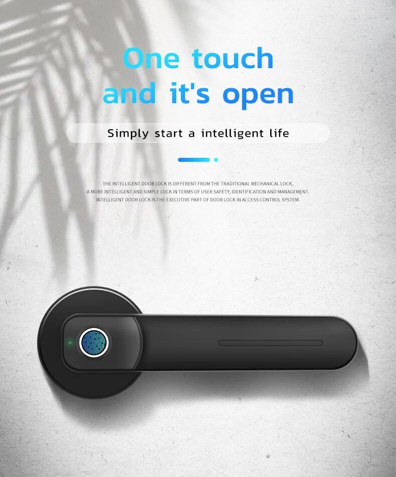 Smart Fingerprints Door Handle Home Lock Biometric Digital Electronic Bluetooth Zinc Alloy Apartment Door