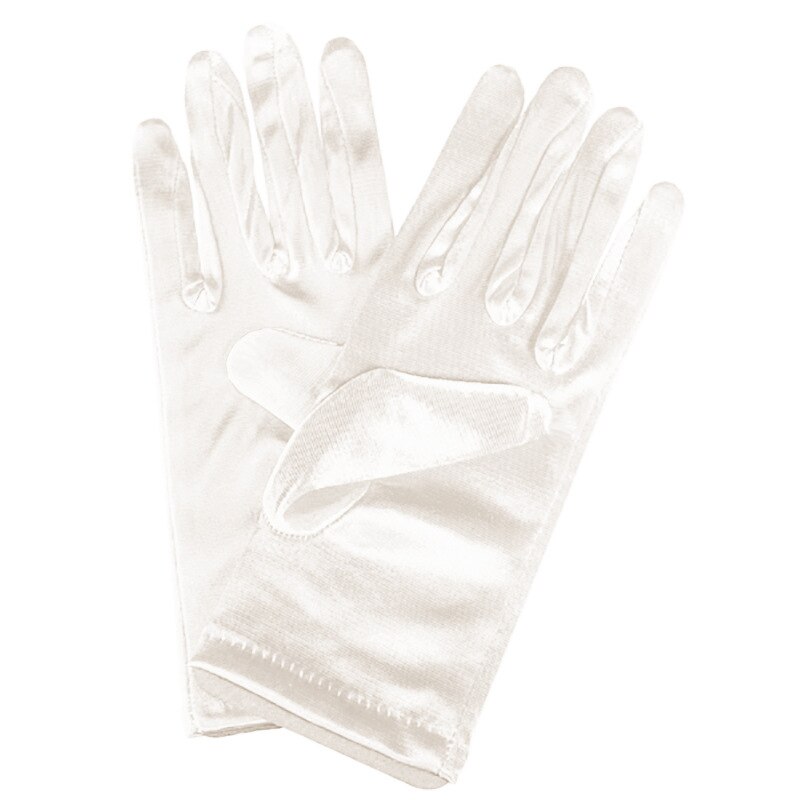 1 PC Mädchen Dame Satin- Kurze Finger Handgelenk Handschuhe Glatt Abend Party Formale Prom Kostüm strecken Handschuhe verrotten Weiß Etikette handschuh: Beige