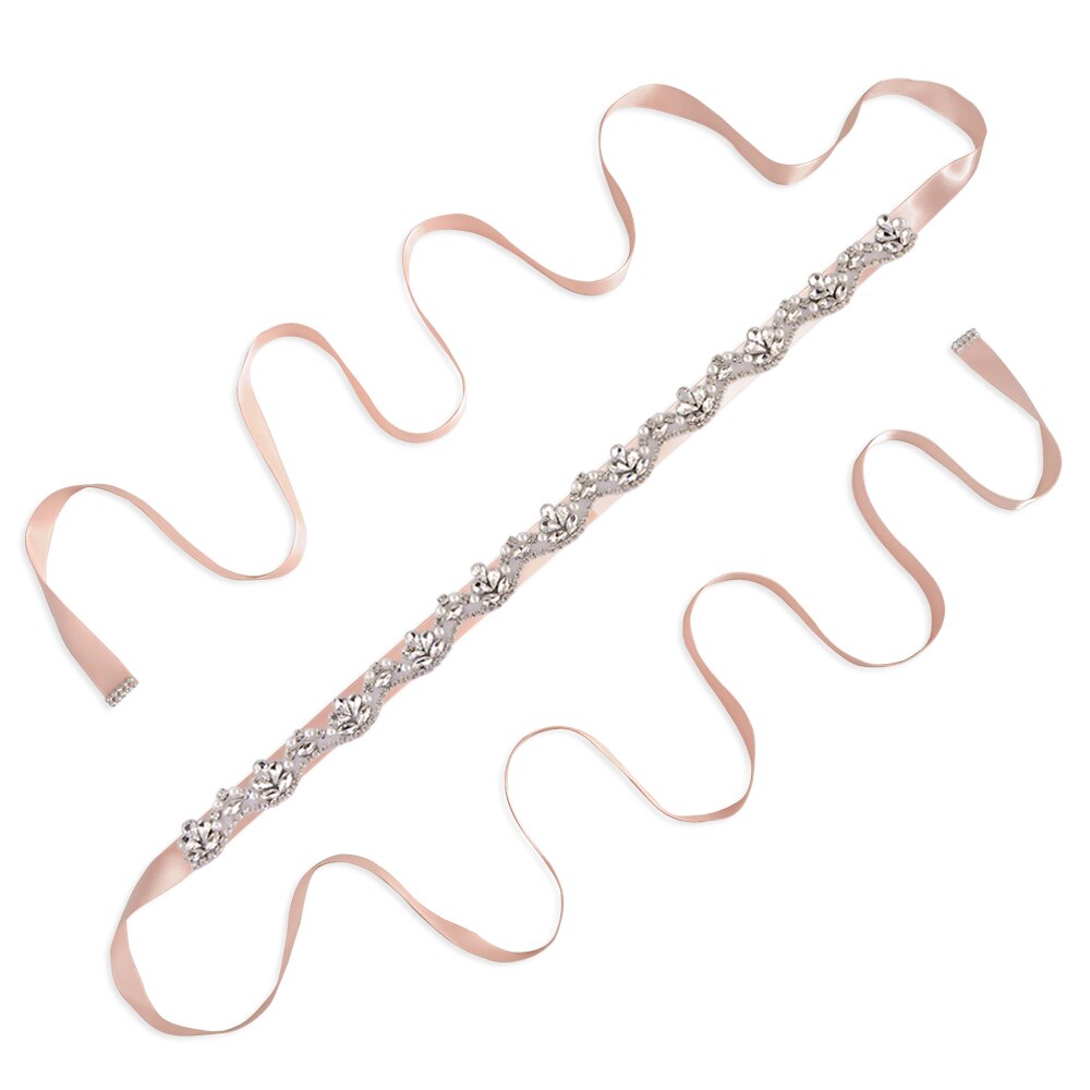 Perle brudekjole bælte juvel brude bælte rhinsten bryllup sash diamant brude tilbehør plus size rhinsten bælte scs 421: Vintage lyserød
