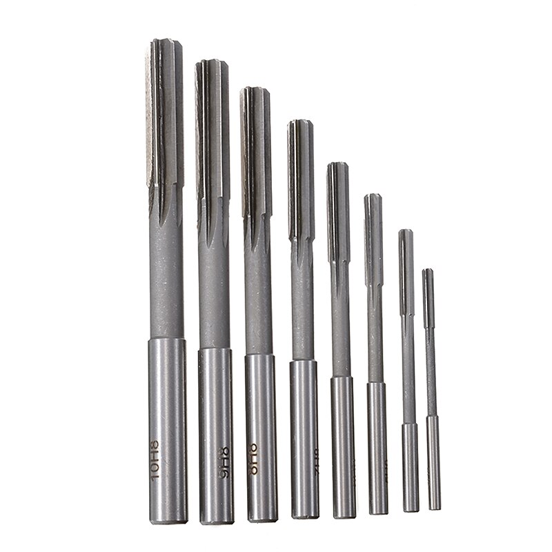 8pcs Mayitr Hand Reamer 3/4/5/6/7/8/9/10mm Straight Shank H8 HSS Chucking Reamers Set Milling Cutter Tool For Bore Machining