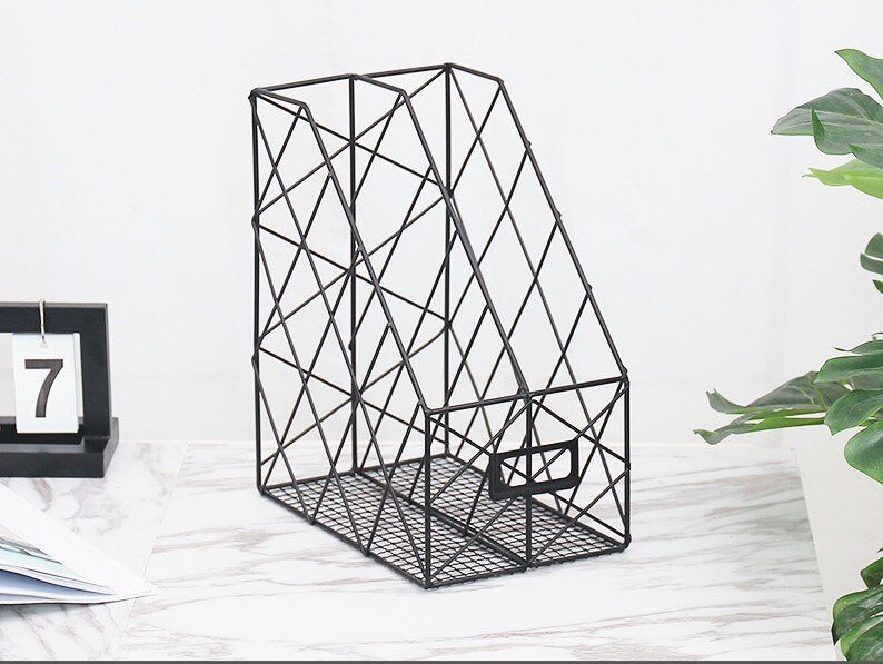 Kontor hjemme arkivhylle metall bøker lagringshylle smijern skrivebord lagringsstativ hylle kontorstativ skrivesaker arrangørholder: Dobbeltlag svart