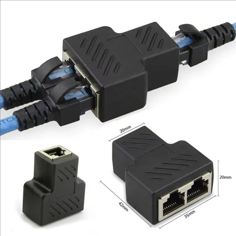 8P8C adapterconnector netwerk RJ45 verdeler Ethernet 1-op-2 expanderstekker (augustus met twee samen)
