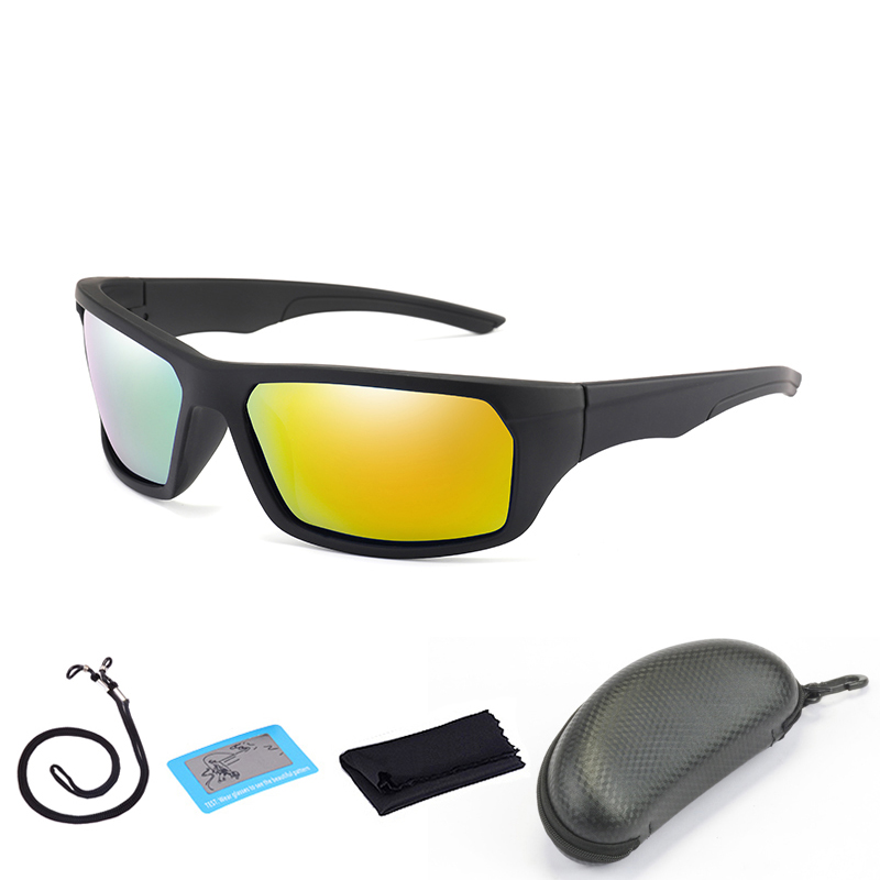 Herre polariserede solbriller udendørs sportsfiskebriller kvinder vandring kørebriller cykel cykling briller med æske: F02 med kasse